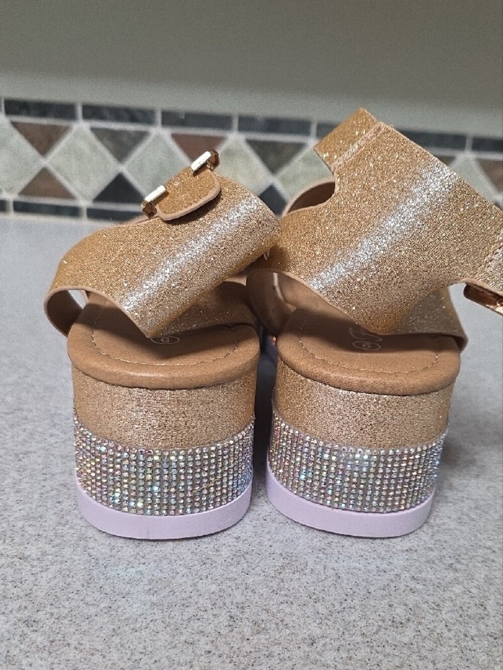 Forever Rose Gold Glitter Rhinestone Ankle-Strap Sandals - Picture 2 of 5